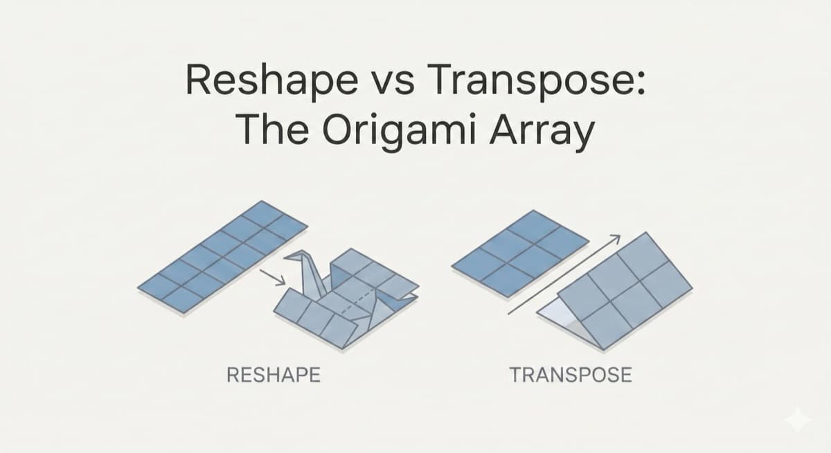 Reshape vs Transpose: The Origami Array